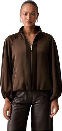 Twinset Chaqueta tipo globo de sat&eacute;n envers - Jackets - Mujer - Marr&oacute;n - XS