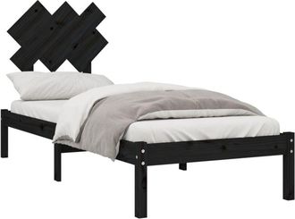 vidaXL Estructura Cama Madera Maciza Individual Negro 75x190 Cm Vidaxl