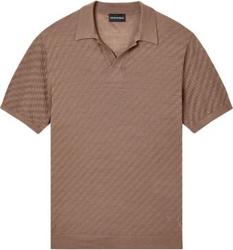 Emporio Armani Kortmouw Gebreide Polo - Heren - Polos - Bruin - XL - Wol - Tops