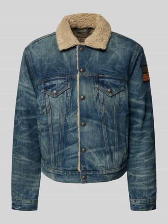 Polo Ralph Lauren Jeansjacke mit Teddyfell und Brusttaschen in Jeansblau, Gr&ouml;&szlig;e L