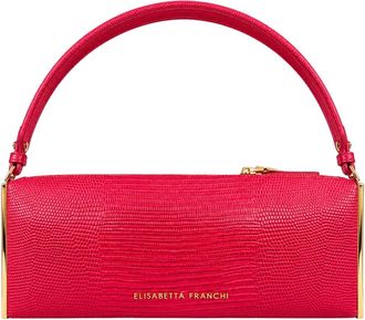 Elisabetta Franchi Schoudertas met Lizard Print - Dames - Handtassen - Roze - ONE Size - Leer - Tassen