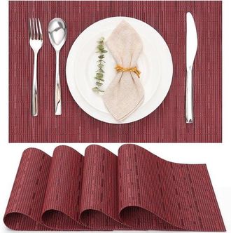 OEM Set Di 4 Tovagliette Intrecciate, Lavabili E Resistenti Allolio, Per Cucina O Tavolo Da Pranzo, Resistenti Al Calore E Antiscivolo, 30 X 45 Cm, Grigio