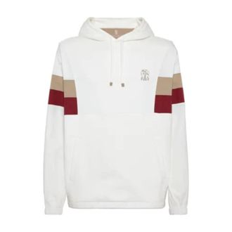 Brunello Cucinelli MenS Off White Color Block Hoodie, Size XXL