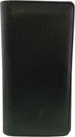 Louis Vuitton Taiga Black Leather Long Wallet (Bi-Fold) (Pre-Owned)