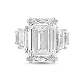 Diana M. Jewels Platinum Lab grown 8ct Emerald Cut Diamond hidden halo fashion ring