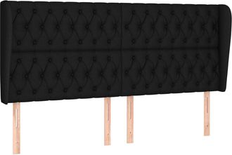 vidaXL Testiera Ad Orecchio Nera 183x23x118/128 Cm In Tessuto - Vidaxl