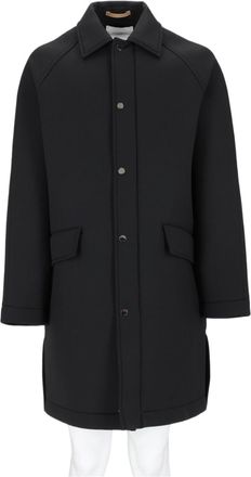 Paolo Pecora Black Minimalist Classic Collar Structured Coat