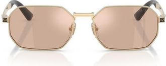 Versace 54mm Rectangular Sunglasses in Pale Gold /Pink Mirror Silver at Nordstrom