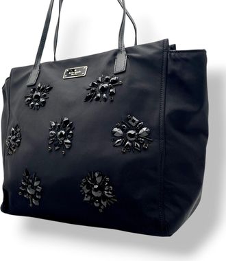 Kate Spade New York Black Nylon Leather Handbag Tote Bag (Pre-Owned)