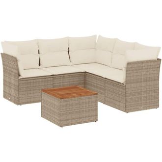 vidaXL Vidaxl - Set Divano da Giardino 6 pz con Cuscini Beige in Polyrattan