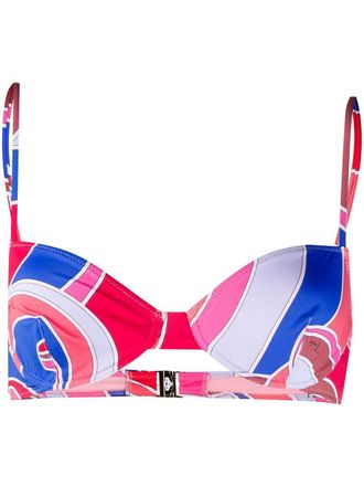 Pucci Quirimbas print bikini top - women - Polyamide - 40 - Red