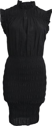Maje Mock Neck Shirred Mini Dress in Black Viscose
