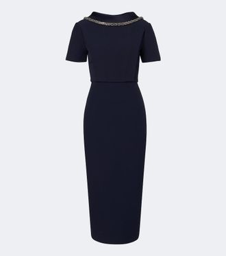 Roland Mouret Embellished cr&ecirc;pe midi dress