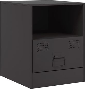 vidaXL Mesita De Noche Acero Negra 34,5x39x44 Cm Vidaxl