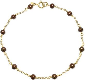 Jewelmak 14K Chocolate Brown & Pearl Bracelet