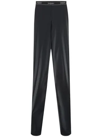 Saint Laurent logo-jacquard footed leggings - women - Polyamide/Elastane - S - Black
