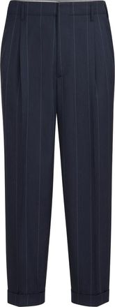 Brunello Cucinelli Chalk stripe trousers in Navy Blue at Nordstrom, Size 50 It