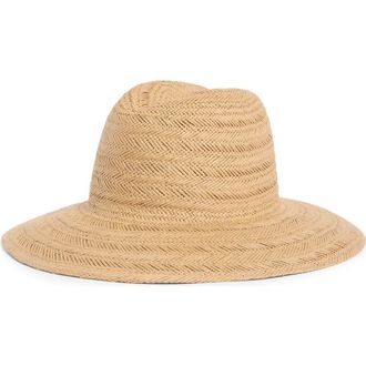 Vince Herringbone Weave Panama Hat in Camel at Nordstrom, Size Small