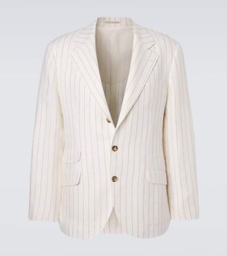 Brunello Cucinelli Chalk stripe linen twill blazer
