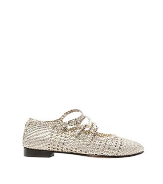 Carel Silver Woven Ariana Ballet Flats