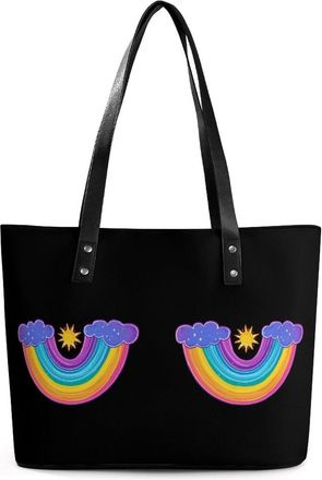 Generic Rainbow Bra Sun Boobs Tote Bags for Women Cute Shoulder Purses Handbags