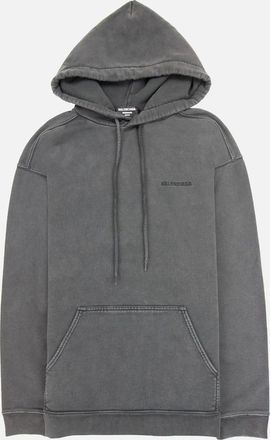 Balenciaga Mens Balenciaga Dyed Pullover Hoody Dark Grey - Size: 36