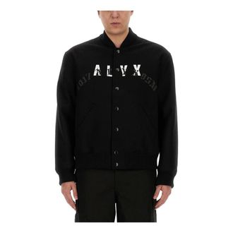Alyx Bomber Jackets, male, Black, Size: XL Wool & Leather Logo Varsity Jacket