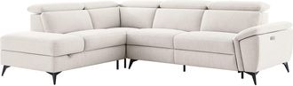 Vente-Unique Sof&aacute; rinconera izquierda relax el&eacute;ctrico en tejido jaspeado beige CADILO