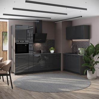 Vicco Cocina Fame-line, Antracita Alto Brillo/antracita, 220 X 120 Cm, Et Antracita, Vicco