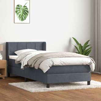 vidaXL Cama Box Spring Con Colch&oacute;n Terciopelo Gris Oscuro 90x220 Cm Vidaxl