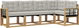 vidaXL Conjunto De Sof&aacute;s De Exterior 5 Uds. Blanco Y Gris Claro Vidaxl