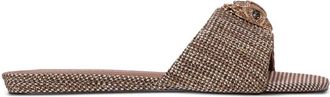 Kurt Geiger Kensington flat sandals - women - Fabric/Crystal/Polyurethane/Fabric/Rubber - 36 - Brown