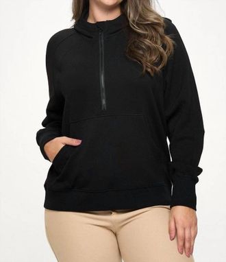 Yelete Scuba Quarter-Zip Hoodie - Plus In Black
