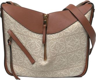 Loewe Pre-owned Loewe Small Leather and Anagram Canvas Hammock Bag Ladies DG4FJYKTOL9JPUYA