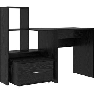 vidaXL Escritorio Con Caj&oacute;n Roble Negro 131.5 X 50 X 106.5 Cm Vidaxl