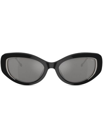 Diesel Occhiali da sole cat-eye con placca logo - Nero