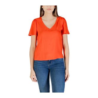 Vero Moda Blouses, female, Red, XL, Red V-Neck Flutter Sleeve Blouse