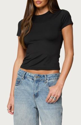 Edikted Tay Crop T-Shirt in Black at Nordstrom, Size X-Small