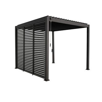 Sweeek P&eacute;rgola bioclim&aacute;tica de aluminio 3x3m con 3 persianas, antracita