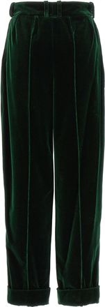 Alexandre Vauthier Velvet Pleated Trousers - Green