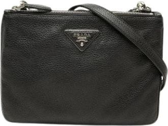 Prada Pre-owned Vintage Crossbody Bag - Dames - Vintage Schoudertas - Zwart - ONE Size - Leer - Vintage