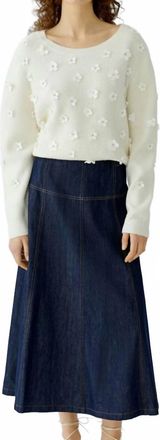 Oui Womens A-Line Skirt In Raw Denim