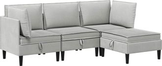 vidaXL Juego De Muebles De Sal&oacute;n 4 Uds. Gris Claro Tela Vidaxl