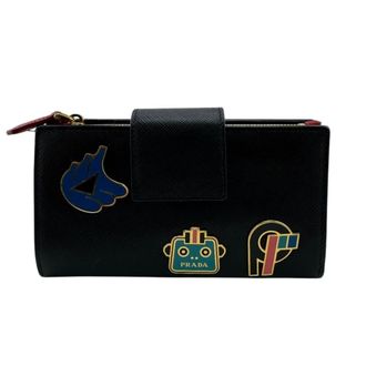 Prada Black Red Color Leather Wallet (Bi-Fold) (Pre-Owned)
