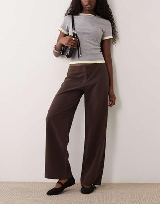 Abercrombie & Fitch pantaloni a gamba larga a vita bassa marroni-Marrone
