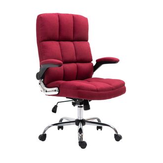 Hhg Hhg - Nunca Usado] Silla De Oficina 489, Silla Giratoria Ejecutiva Silla De Escritorio, Regulable En Altura, Tela/textil Rojo Vino