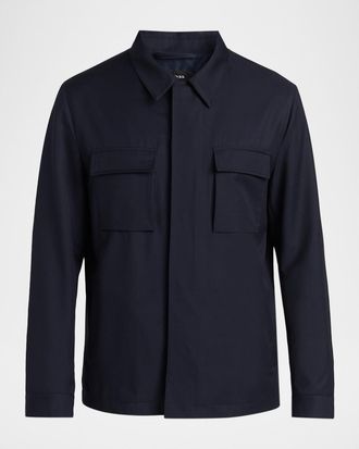 Kiton Men & apos;s Wool and Silk Flap-Pocket Shirt Jacket