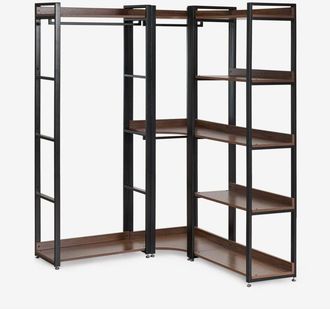 Sklum Armadio modulare aperto angolare a 3 pezzi con appendiabiti in acciaio e legno Ariaster SKLUM