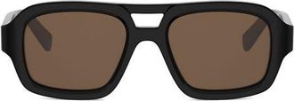 Celine 3 Dots 53mm Pilot Sunglasses in Shiny Black /Brown at Nordstrom
