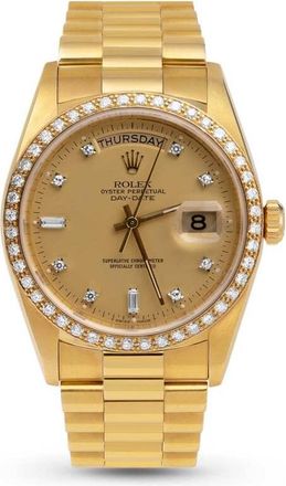 Rolex Pre-owned Rolex Day-Date Automatic Chronometer Diamond Champagne Dial Unisex Watch 18048 CDP